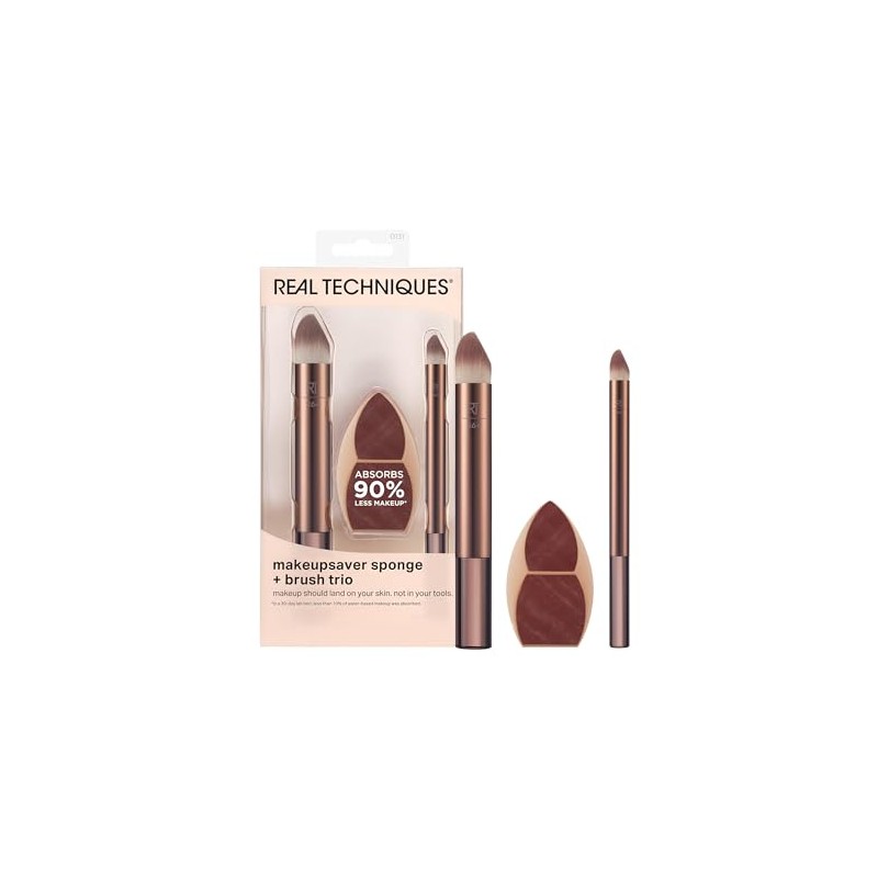 Real Techniques Esponja de maquillaje + pincel Trio