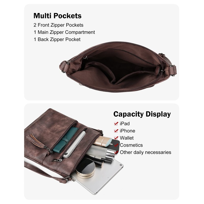 MASINTOR Crossbody Purses for Women, Multi Pocket Casual Crossbody Bag,