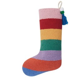 Peking Handicraft Rainbow Stripe with Pom Hook Stocking, 20-Inch