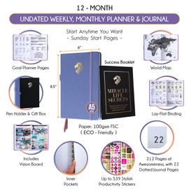 Journal for Men - Life & Work Planner, A 12 Month Goal Planner to Increase Productivity & Positivity, Daily Gratitude Journal for Men and Mindfulness Journal | Manifestation Journal or Planner, Start Anytime - Vertical Planner