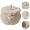 Zerodeko Cotton Rope Basket with Lid Round Woven Basket Decorative