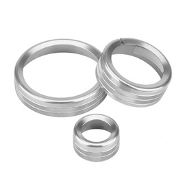 KSTE Centre Knob Cover, 3 Pieces Car Center Control Multimedia Knob Circle Cover Order for A-l-f-a R-o-m-eo Gi-u-lia Stelvio (Silver)