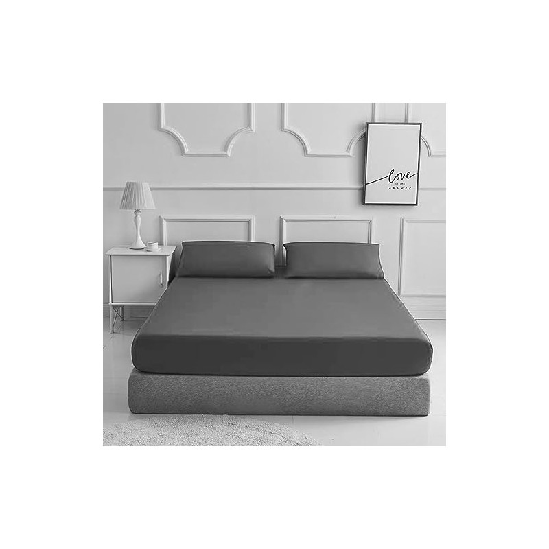 Plain Dyed Poly Cotton Fitted Sheet with Free Matching Pillowcase