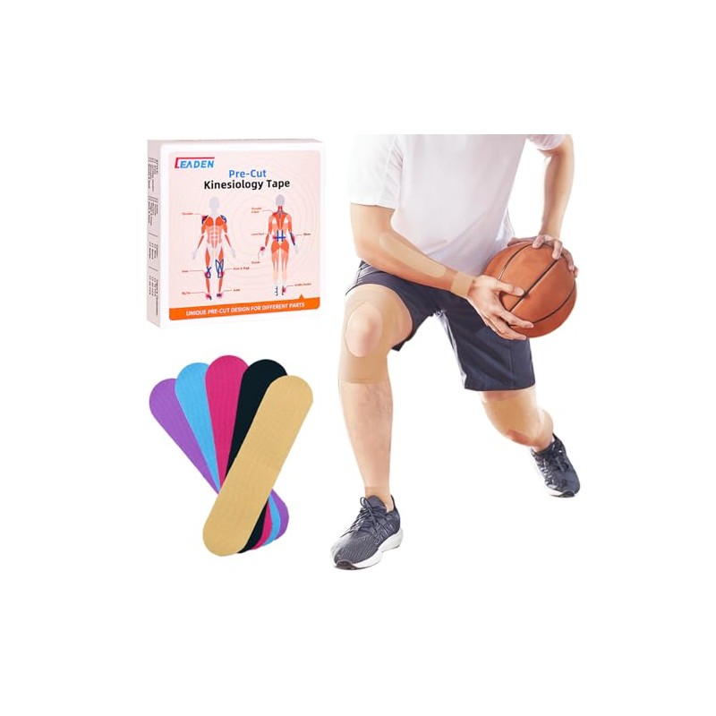 Kinesiology Tape Precut Strips, Beige, 60 Count