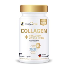 PharmaVital Collagen + Hyaluron - 180 Kapseln - Mit Chondroitin, Vitamin C & Lysin