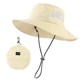 FYting Women's Sun Hat Sun Protection Head Women Men Foldable UPF 50+ Rainproof Sun Protection Quick Drying Beach Swimming Pool Camping Picnic Mountaineering Fishing Travel (Pink), beige, M