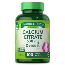 Nature's Truth Maximum Calcium Citrate 630mg Per Serving + VIT D3 Tablets, 100 Count