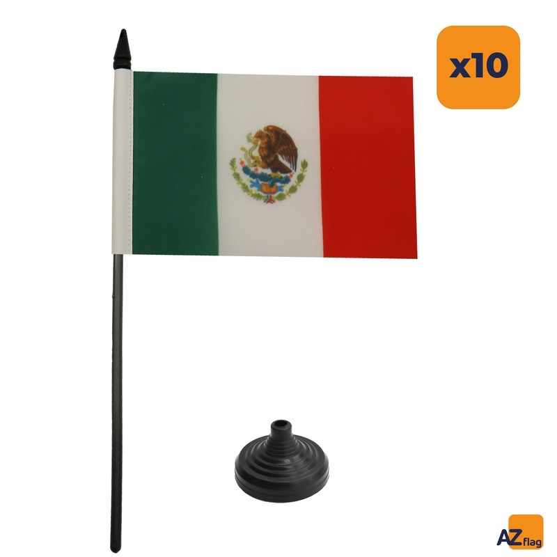 AZ FLAG Pack of 10 Mexico Table Flags - 6"