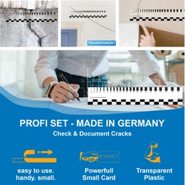 Sachverständigen-Accessoires® Crack Monitor as [Transparent Crack Card] Set of 2 | Measuring Gauge | Gap Measure Crack Ruler Crack Width Gauge | Crack Width Ruler | Crack Ruler | Expert