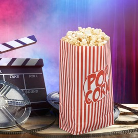 Relaxdays Set of 100 Striped Retro Cinema Film Night Accessories Paper Popcorn Containers Red/White