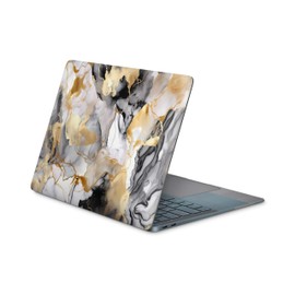 Skins4u Laptop Aufkleber, Notebook Skin Schutzfolie, Seidenmatt, Kratzfest, Blasenfrei, Selbstklenend Vinylfolie Rückstandslos Entfernbar 10 bis 17 Zoll Laptops (Marmor Gold Black, 37 x 25cm)