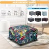 TOPHMDECOR Large Ottoman Cover Square Slipcovers Printed,Stretch Footrest Stool Cover