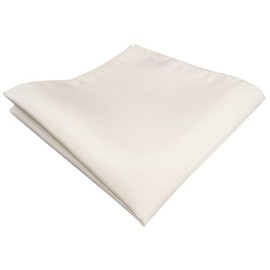 TigerTie Designer Pocket Square Plain Rips Pattern - Pocket Square Size 30 x 30 cm, White, pearl white, cream white