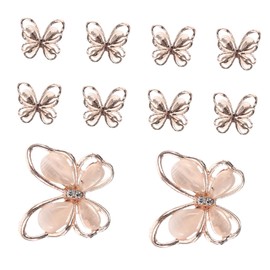 Baluue 10pcs Hollow Butterfly Nail Art Patches Multi-Shape Gems for Girls DIY Manicure Patches Rhinestones Elegant Nail Charms