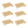 JAPCHET 6 Pack Rectangle Bamboo Soap Dish, Natural Wooden Bamboo