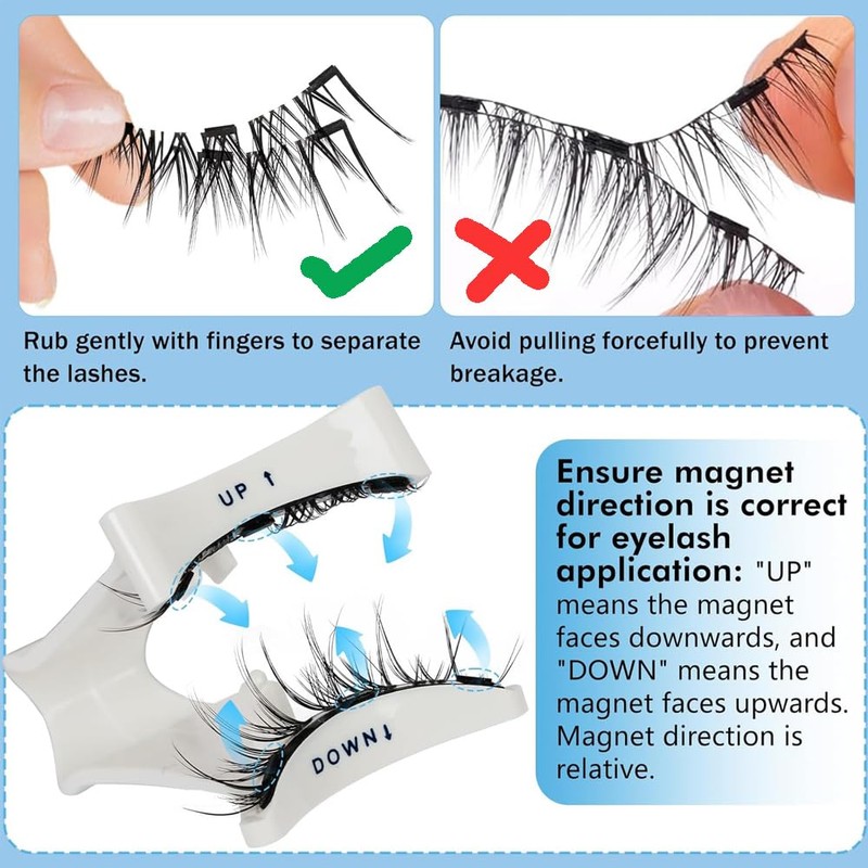 Magnetic Eyelashes Natural Look, Magnetic Lashes with Applicator, 2 Pair