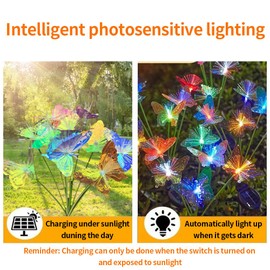 YZYOE 4 Pack 10LED Outdoor Solar Ground Inserted Warm Light Butterfly Lamps,Waterproof Courtyard Atmosphere Decorative Lights,2 Modes DIY Path Light.