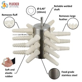 PluckerUkraine Chicken Plucker Drill Attachment 133-21 Large – Stainless Steel Poultry Feather Remover 21 Fingers (Broiler Duck Goose Turkey) with Best Chicken Plucker Fingers