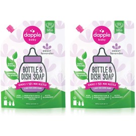 DAPPLE Baby Bottle and Dish Liquid Refill, Lavender Dish Soap, Plant Based, Hypoallergenic, 34 Fluid Ounces (Pack of 2)