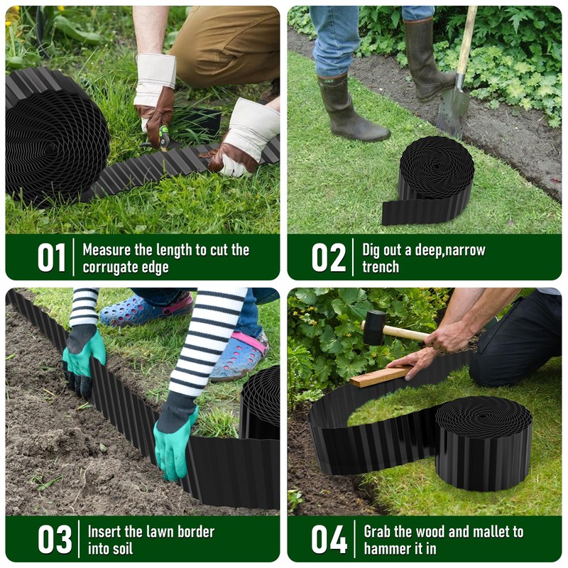 Metal Corrugated Garden Edging 8" x 50Ft, Landscape Edging Border