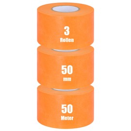 iuqiepo 3 Rolls of Masking Tape, Painter's Masking Tape, 50 mm x 50 m, Gold Tape, Waterproof Masking Tape Painter, Heat Resistant Tape, Painter's Masking Tape, UV Resistant