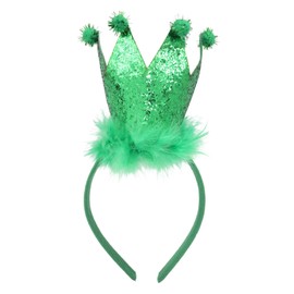 Needzo St Patrick’s Crown Headband, Festive Green Hair Band for Women, Glitter Tiara Accessory, One Size Fits Most
