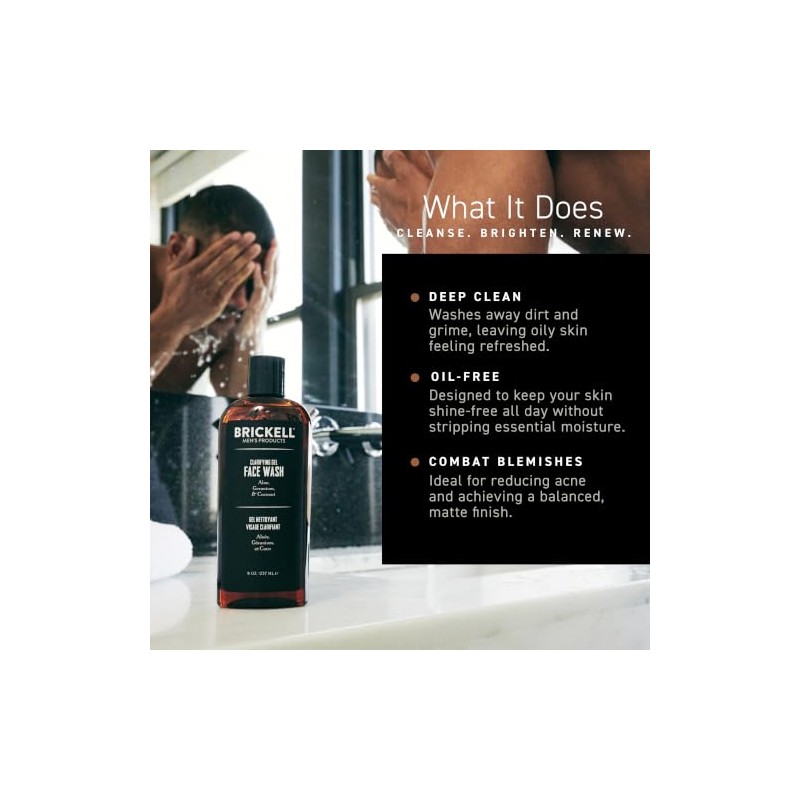 Brickell Men's Products Clarifying Gel Face Wash 236.59ml (8oz) 0.50|pounds