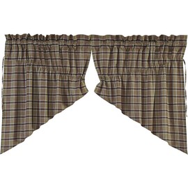 VHC Brands rústico y Lodge Ventana de la Cocina Curtains-Wyatt Tan Prairie Swag par