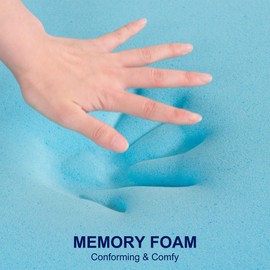 3 Inch Twin XL Memory Foam Mattress Topper Size for College and Dorm, Cooling Gel Infused, Mattress Pad for Pressure Relief, School Essentials, 39x80 Inches, Blue