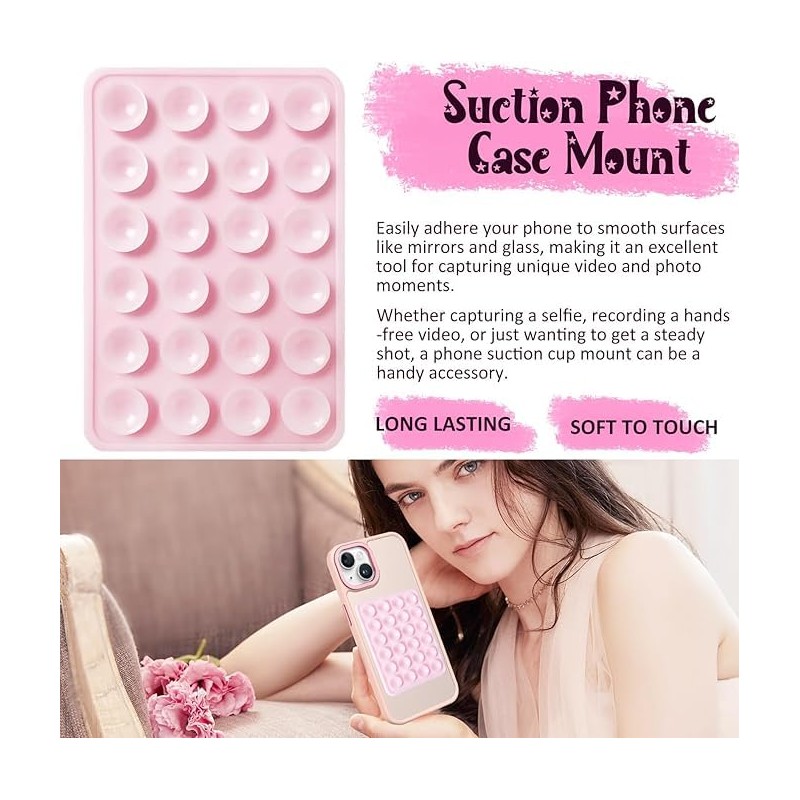 Gray 24 Suction Cup Silicone Mobile Phone Grip Holder with