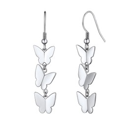 Suplight Butterfly Earrings for Women, Drop Dangle Earring Silver Earrings Butterfly Tassel Earrings White Gold Plated Earrings for Women
