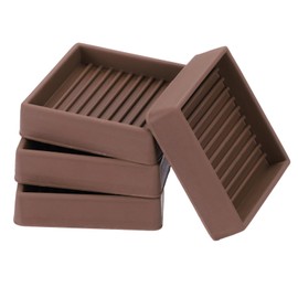 PATIKIL 3.5 Inch Rubber Furniture Pads, 4 Pack Non-Slip Furniture Coasters Square Anti Skid Caster Cups Furniture Feet Cup Floor Protectors for Bed Couch Stoppers, Brown