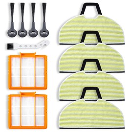 Penkineer 4 Mop Pads Replacement Parts for Shark RV2610WA, AV2610WA, RV2620WD, RV2410WD AI Ultra 2-in-1 Robot Vacuum and Mop Accessories, 4 Mop Pads, 2 Filter, 4 Side Brush Combo