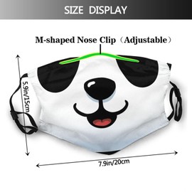 ENBBHZU Cute Panda Face Mask with 2 Filters Adjustable Breathable Cloth Masks Balaclavas for Men Women Teenages