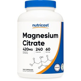 Nutricost Citrato de magnesio 420 mg - 240 cápsulas vegetarianas - 60 porciones - 210 mg por cápsules – Sin Gluten - Sin OGM