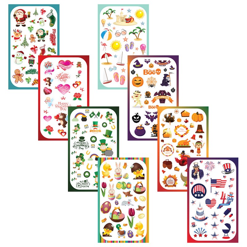 Year-Round Holiday Stickers Variety Pack: Fun Assortment of Designs for