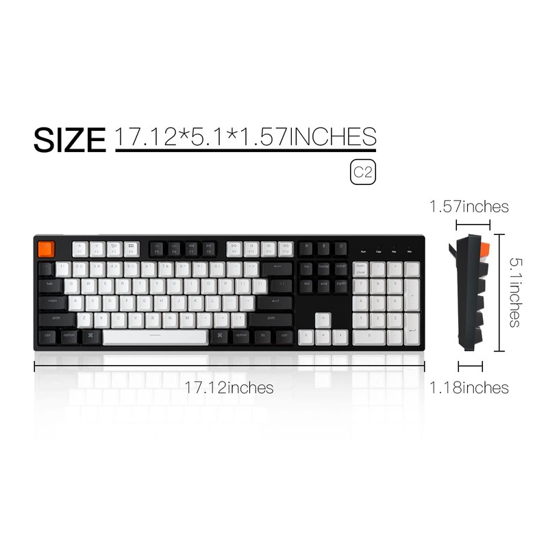 Keychron C2 Full Size Wired Mechanical Keyboard for Mac, Hot-swappable,