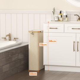 Lifewit 65L Slim Laundry Hamper with Lid, Narrow Laundry Basket with Removable Bag & Bamboo Handles, Fodable Thin Dirty Clothes Hamper for Laundry Collapsible Bin for Bathroom Bedroom Dorm, Beige