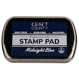 Craft County Pigment Ink Stamp Pad – Refillable Ink Pad in 15+ Colors – Raised Edges for Larger Stamps – Midnight Blue