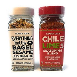 Trader Joe's Seasonings Bundle - Everything But The Bagel Sesame and Chile Lime Seasoning Blends (1 of each) (Limited Edition)