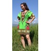 raanpahmuang Coloured Dashiki Camisa elástica Pull en cintura abierto collar,