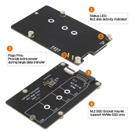 Geekworm X1002 PCIe to M.2 HAT NVMe SSD PIP PCIe Peripheral Bottom Board for Raspberry Pi 5 Support M.2 2230/2242/2260/2280 SSD