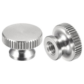 sourcing map Knurled Thumb Nuts, 10pcs M4 x D12mm x H8mm 304 Stainless Steel Knurled Nut with Collar High Head Blind Hole Knurled Thumb Nuts for 3D Printer Parts