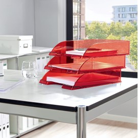Leitz Plus Slim Letter Tray for A4, dark red 70 mm