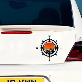 Mountain Compass Decals – Waterproof Vinyl Sticker 2-Pack for Car Windows, Bumpers, Laptops, and Adventure Vehicles#B038