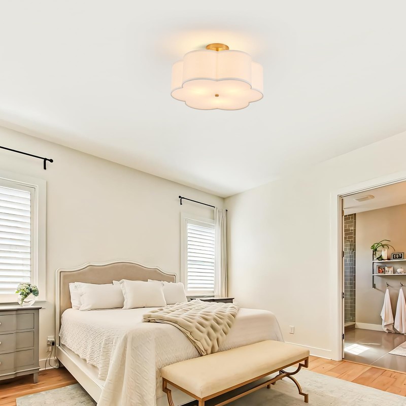 Widluth Modern Semi Flush Mount Ceiling Light Modern Gold 3-Lights