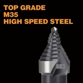 M35 HSS 5/8 Inch Step Drill Bit, Single Size Unibit with Double Spiral Flutes for Drilling Small Holes on Stainless Steel, Metal, Wood, Plastic