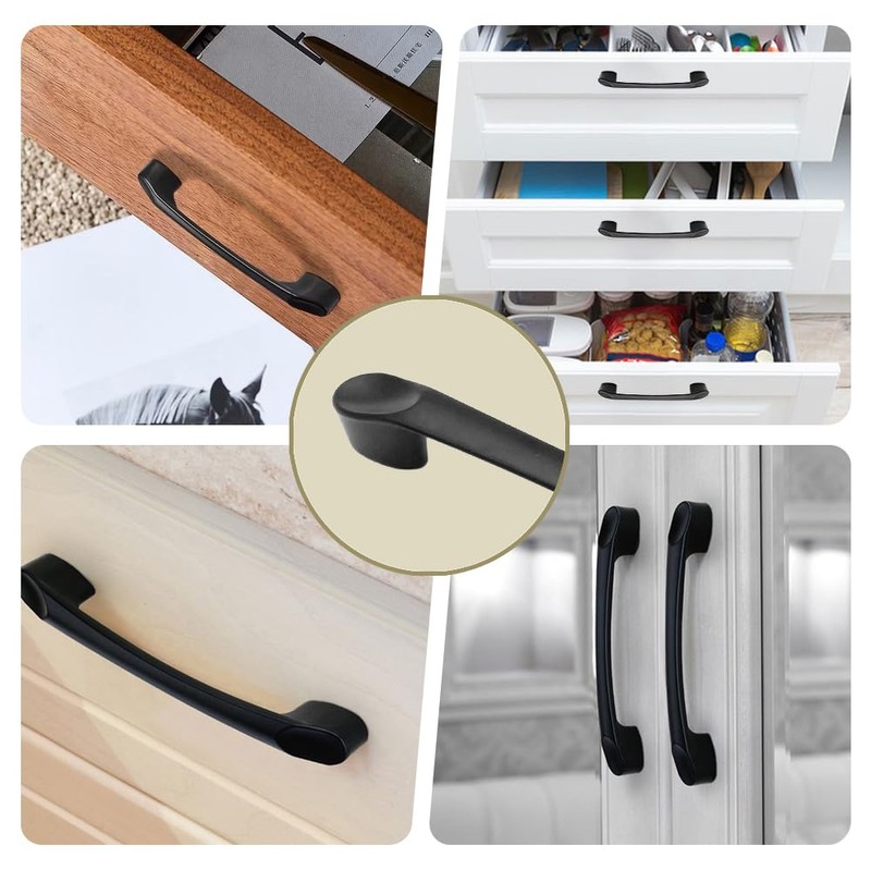 MUWINC Furniture Handles, Black, Pack of 6 Kitchen Handles, Cabinet