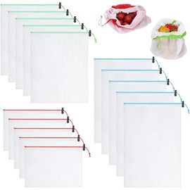 Set 15pzs Bolsas Ecológicas Reutilizables Malla Lavables Para Guardar Fruta Verduras Super
