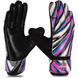 FIGHTSENSE Soccer Goalie Gloves for Kids Youth Boys,Football Goalkeeper Gloves,5mm Latex Palm,Breathable,Anti-Slip Strong Grip,Double Wrist Protection (Pink, Size 3 Suitable for 5-6 Years)